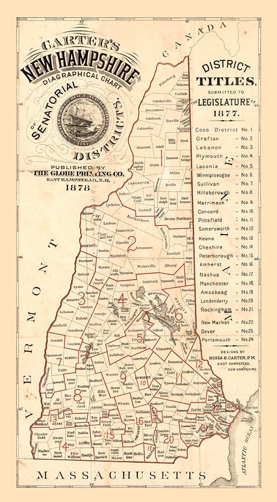 New Hampshire - Carter 1878  art print by Carter for $57.95 CAD