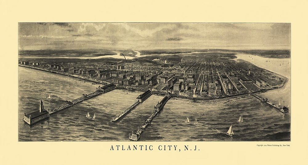 Atlantic City New Jersey - National Pub Co 1905 art print by National Pub Co for $57.95 CAD