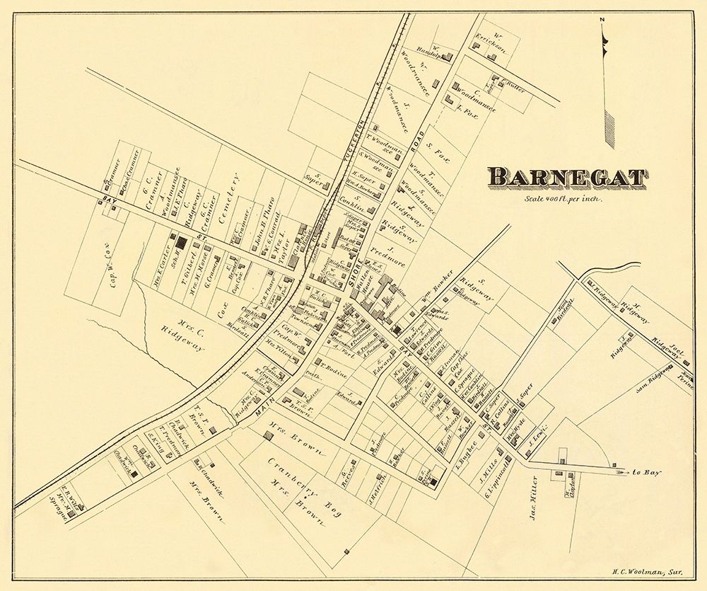 Barnegat New Jersey Landowner - Woolman 1878 art print by Woolman for $57.95 CAD