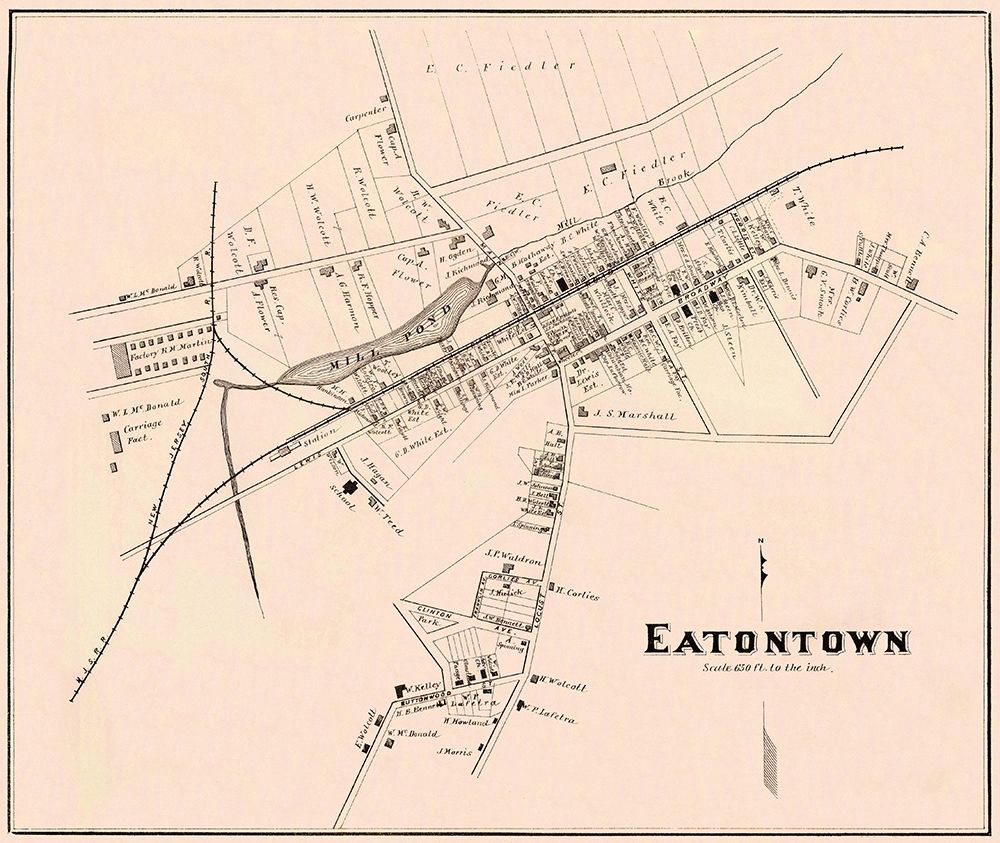 Eatontown New Jersey Landowner - Woolman 1878 art print by Woolman for $57.95 CAD