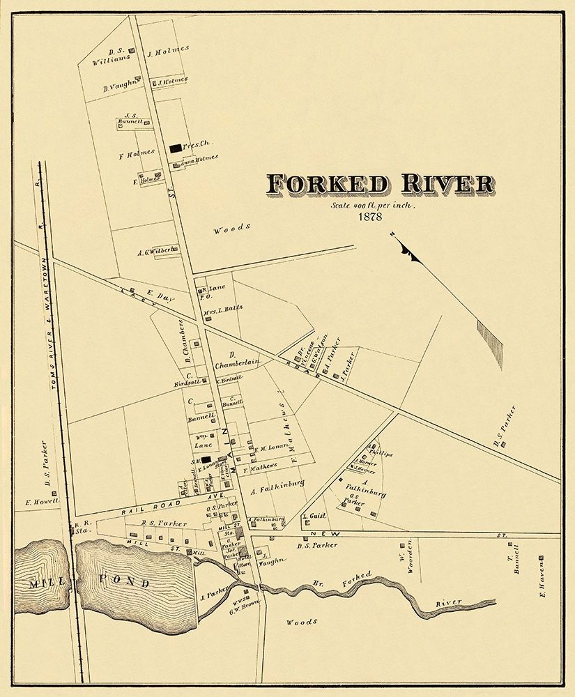 Forked River New Jersey Landowner - Woolman 1878 art print by Woolman for $57.95 CAD