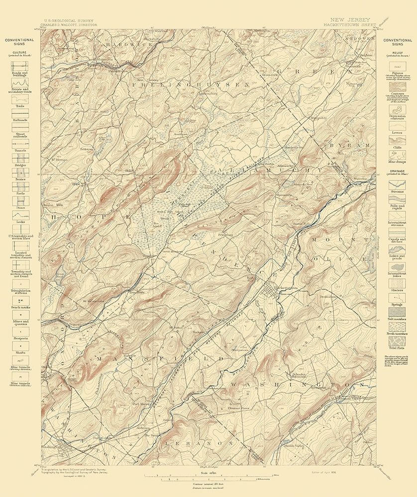 Hackettstown New Jersey Sheet - USGS 1898 art print by USGS for $57.95 CAD