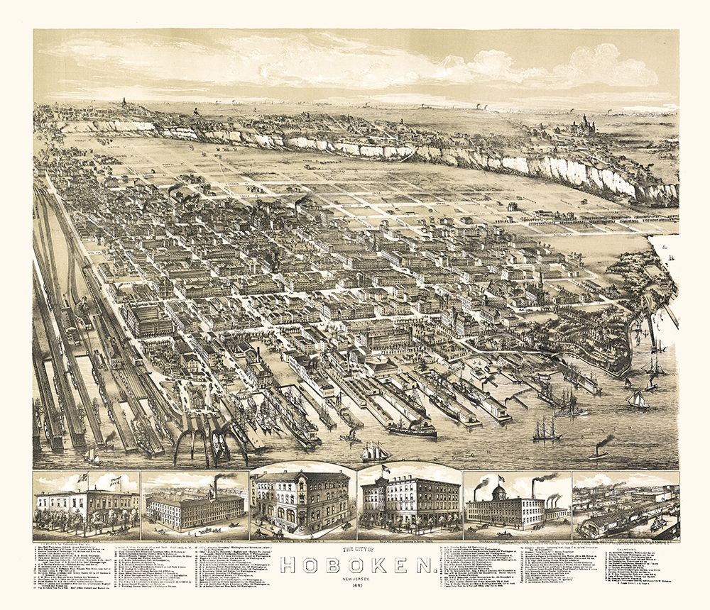 Hoboken New Jersey - Bailey 1881  art print by Bailey for $57.95 CAD