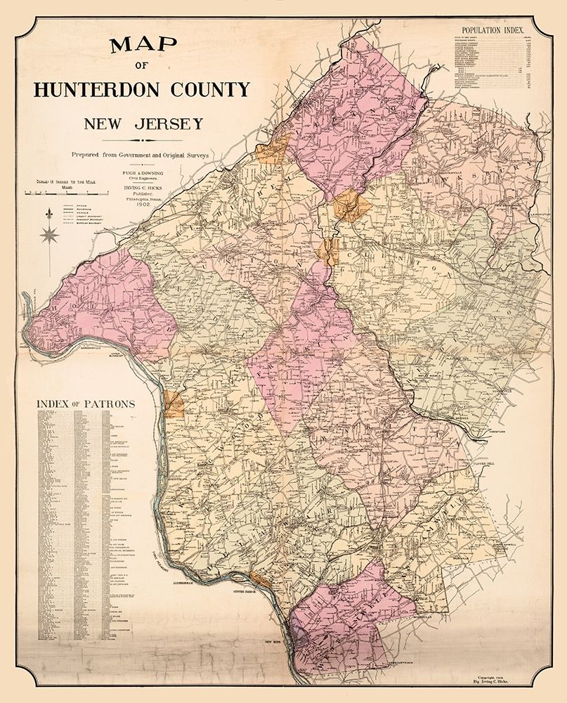 Hunterdon New Jersey - Hicks 1902  art print by Hicks for $57.95 CAD