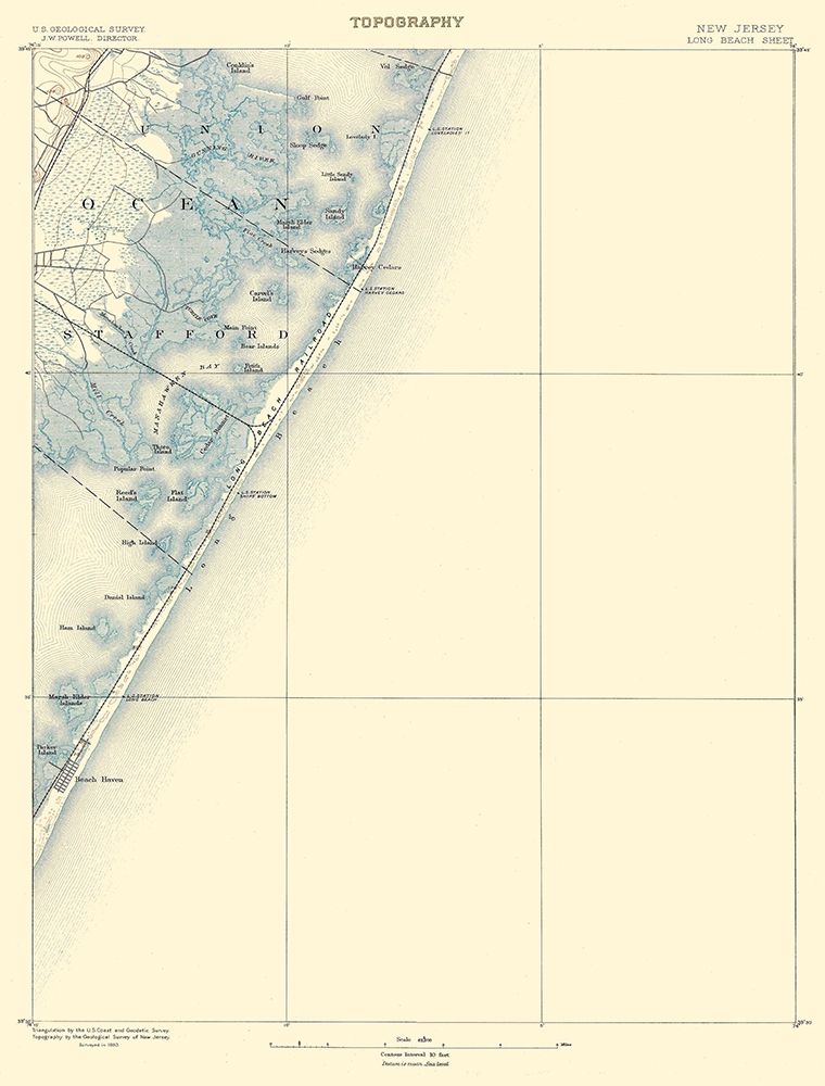 Long Beach New Jersey Sheet - USGS 1883 art print by USGS for $57.95 CAD