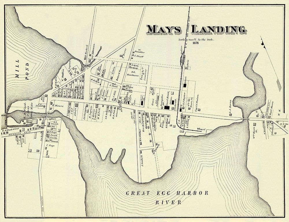 Mays Landing New Jersey Landowner - Woolman 1878 art print by Woolman for $57.95 CAD