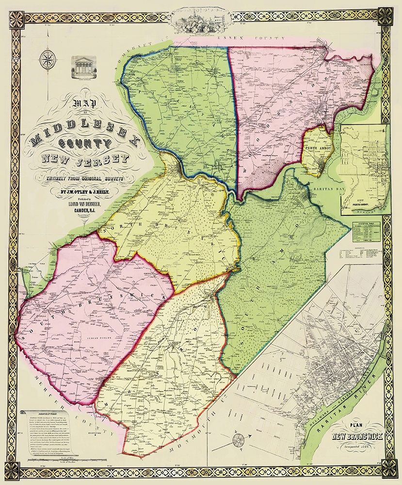 Middlesex New Jersey Landowner - Derveer 1850 art print by Derveer for $57.95 CAD