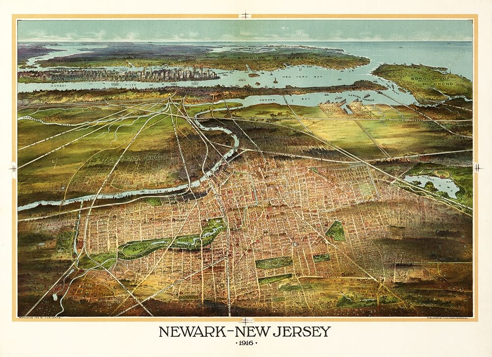 Newark New Jersey - Landis 1916  art print by Landis for $57.95 CAD