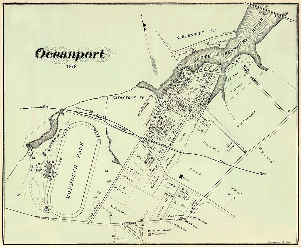 Oceanport New Jersey Landowner - Hubard 1878 art print by Hubard for $57.95 CAD