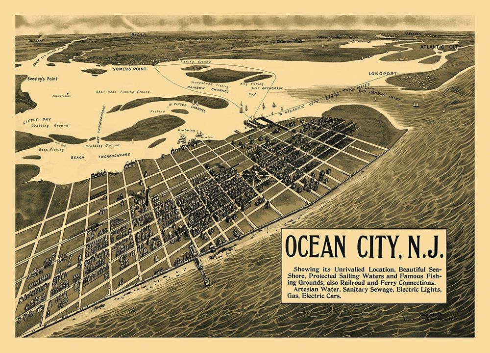 Ocean City New Jersey - Taylor 1903 art print by Taylor for $57.95 CAD