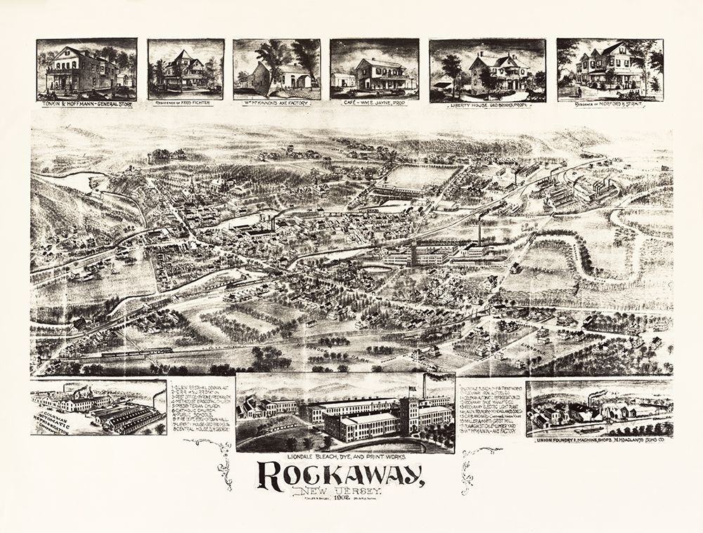 Rockaway New Jersey - Bailey 1902  art print by Bailey for $57.95 CAD