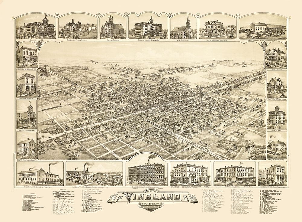 Vineland New Jersey - Bailey 1885  art print by Bailey for $57.95 CAD