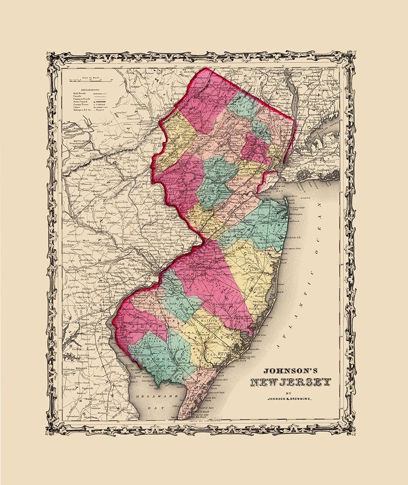 New Jersey - Johnson 1860 art print by Johnson for $57.95 CAD