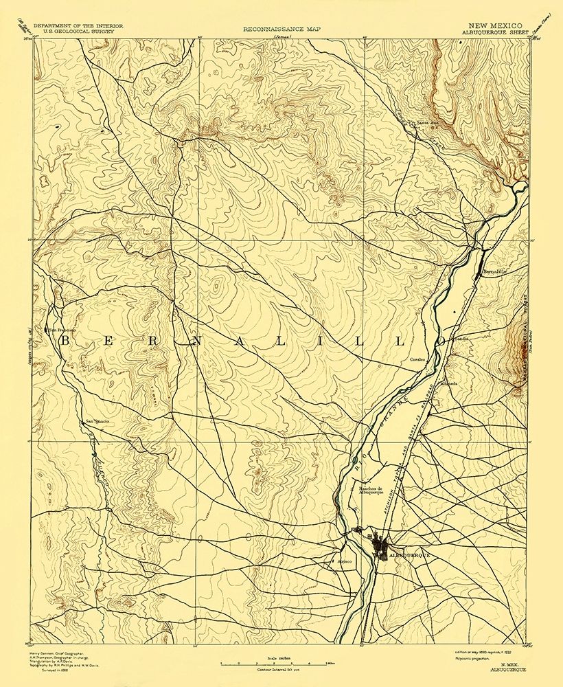 Albuquerque New Mexico Sheet - USGS 1888 art print by USGS for $63.95 CAD