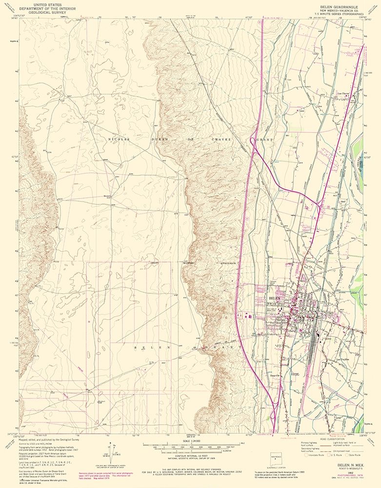 Belen New Mexico Quad - USGS 1952 art print by USGS for $57.95 CAD