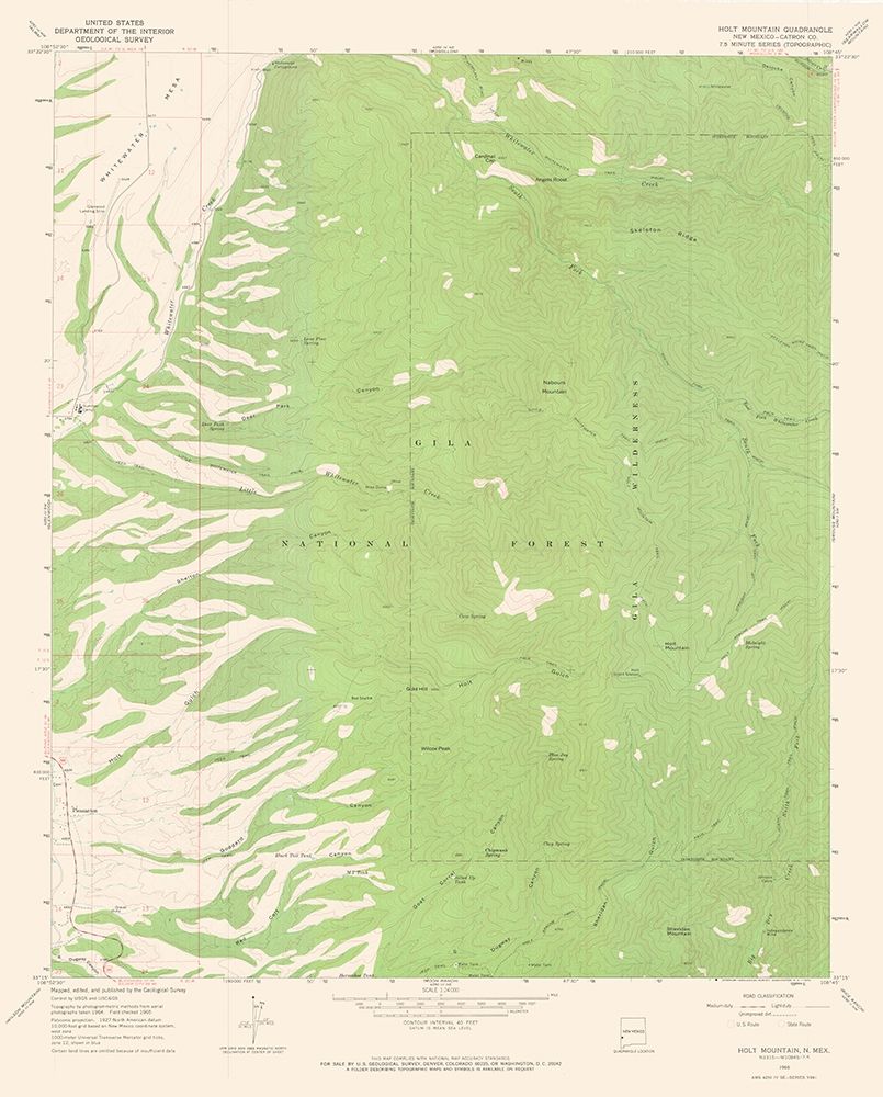 Holt Mountain New Mexico Quad - USGS 1965 art print by USGS for $57.95 CAD