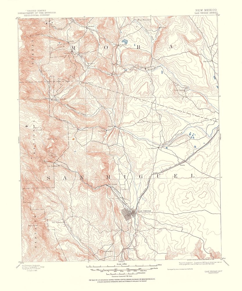 Las Vegas New Mexico Sheet - USGS 1953 art print by USGS for $57.95 CAD