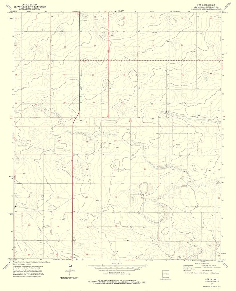 Pep New Mexico Quad - USGS 1972 art print by USGS for $57.95 CAD