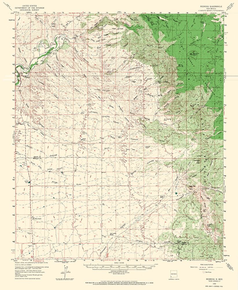 Redrock New Mexico Quad - USGS 1959 art print by USGS for $57.95 CAD