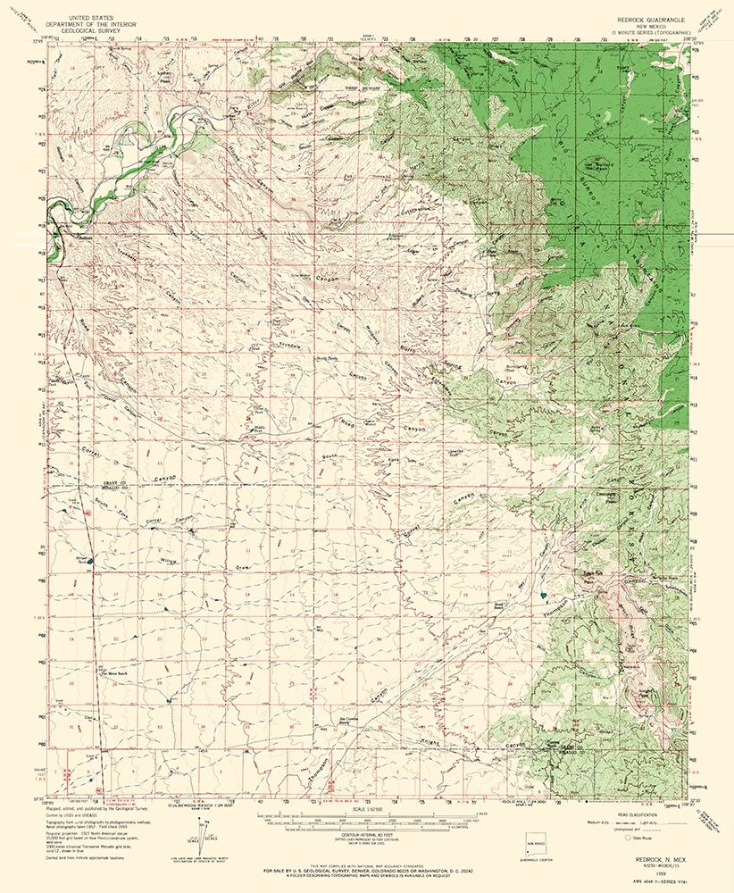 Redrock New Mexico Quad - USGS 1959 art print by USGS for $63.95 CAD