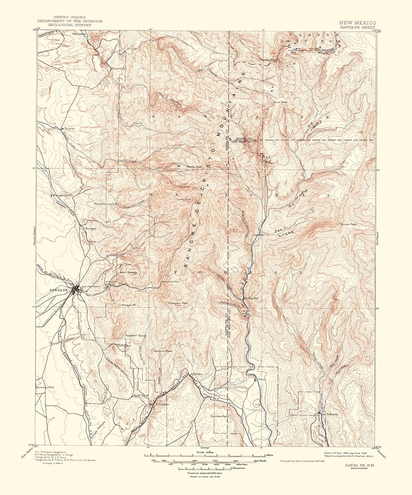 Santa Fe New Mexico Sheet - USGS 1948 art print by USGS for $57.95 CAD