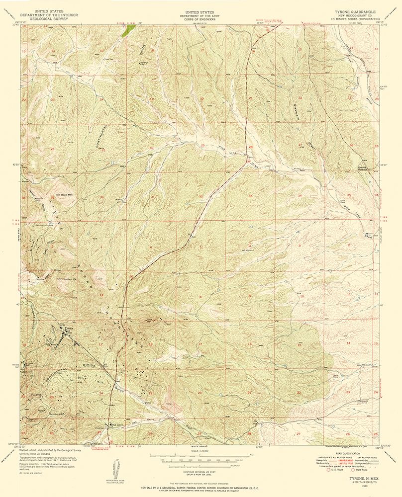 Tyrone New Mexico Quad - USGS 1950 art print by USGS for $57.95 CAD