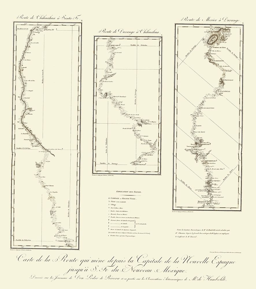 New Mexico Routes - von Humbolt 1807 art print by von Humbolt for $57.95 CAD