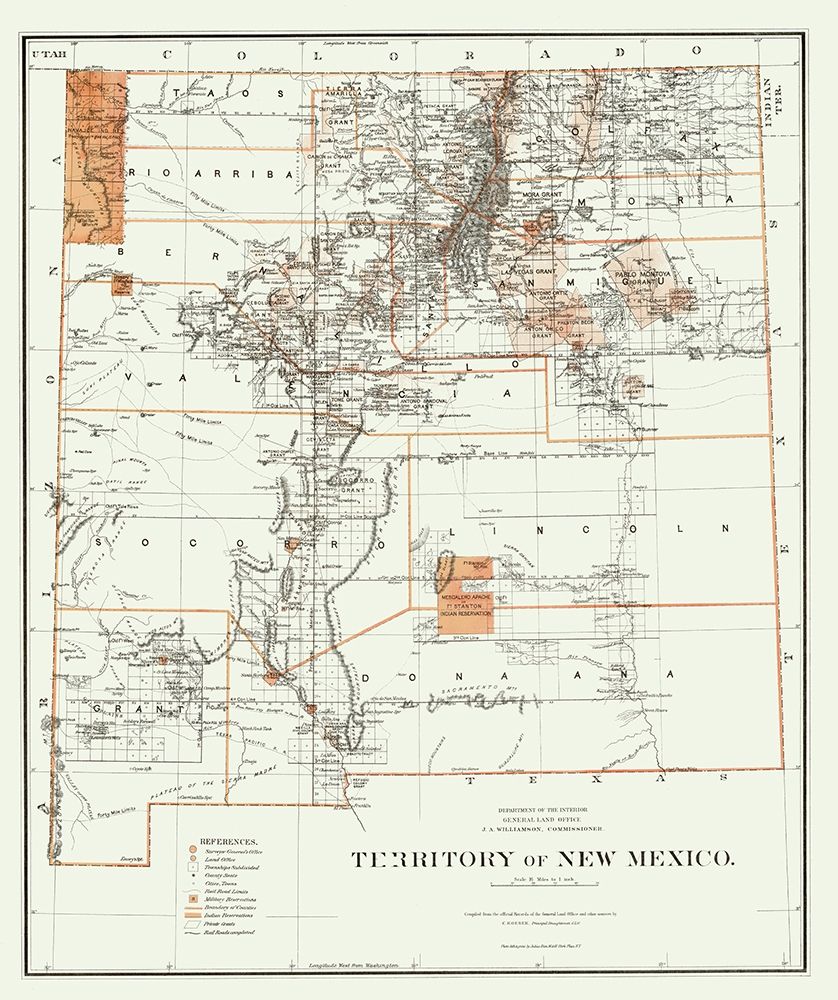 New Mexico - Roeser 1879 art print by Roeser for $57.95 CAD