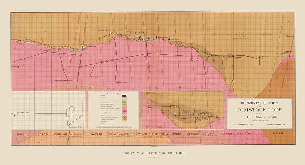 Comstock Lode Sutro Tunnel Geology Nevada art print by Becker for $49.95 CAD