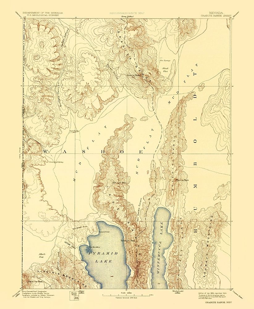 Granite Range Nevada Sheet - USGS 1894 art print by USGS for $57.95 CAD