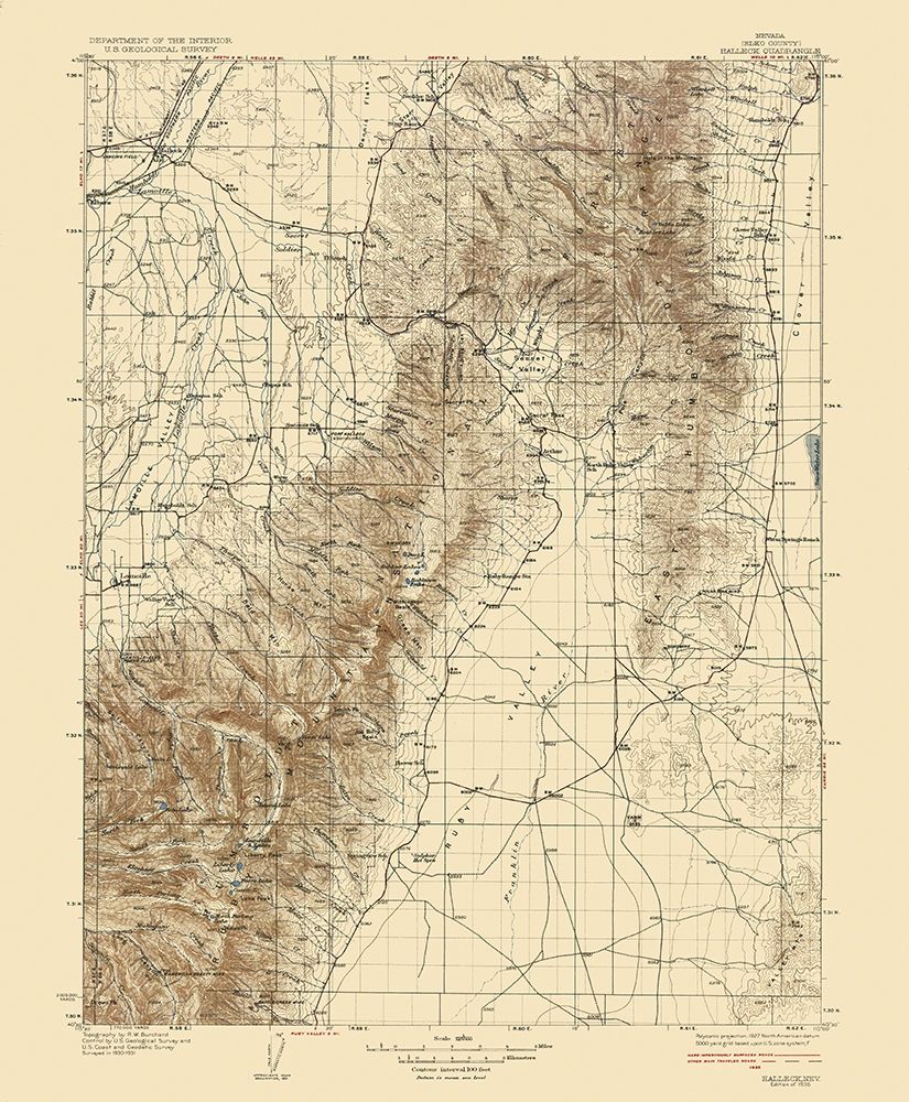 Halleck Nevada Quad - USGS 1935 art print by USGS for $57.95 CAD