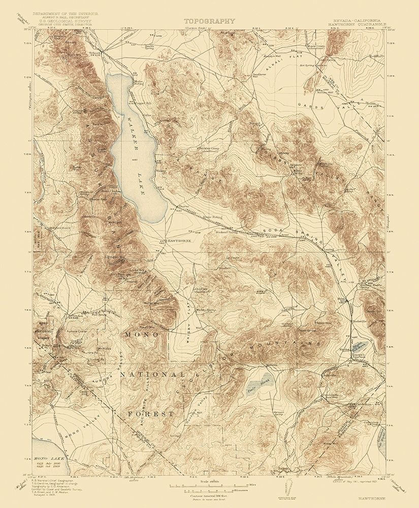 Hawthorne California Nevada Quad - USGS 1911 art print by USGS for $57.95 CAD