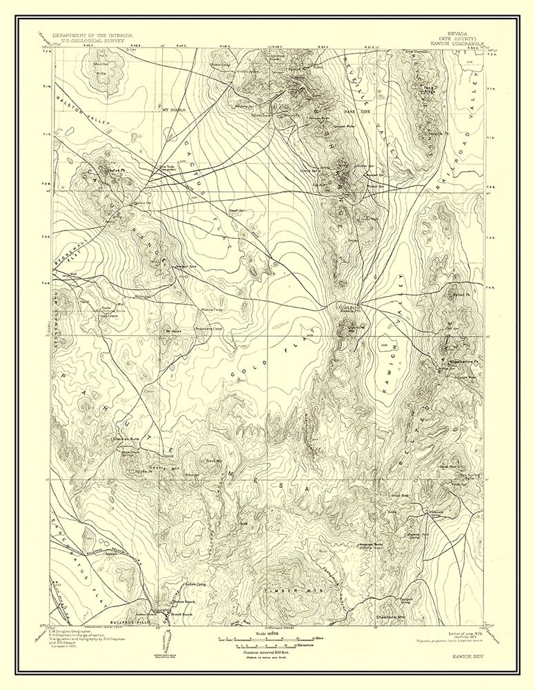 Kawich Nevada Quad - USGS 1908 art print by USGS for $57.95 CAD