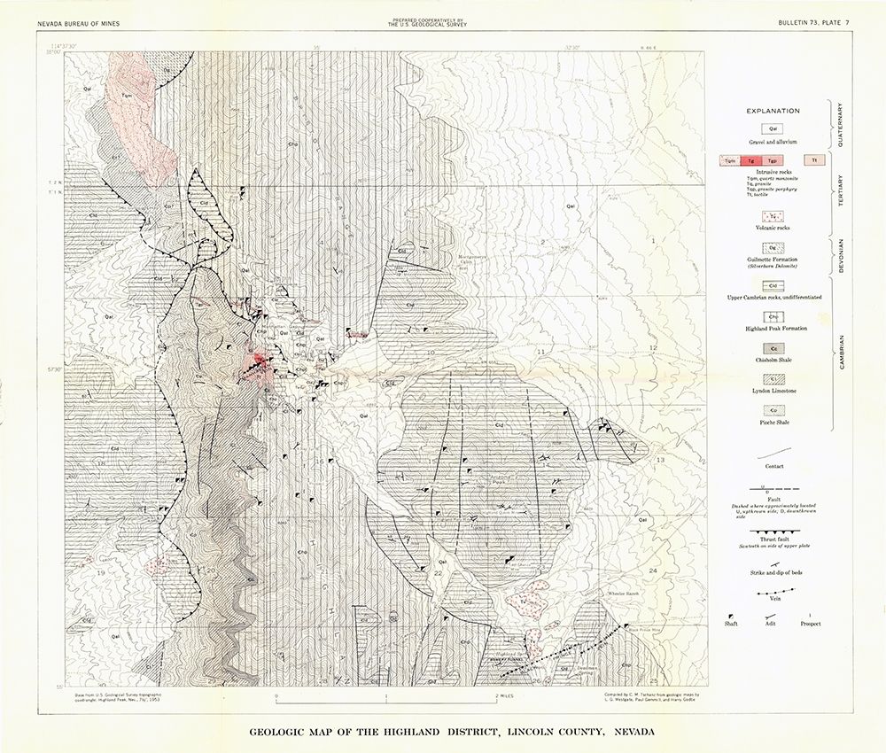 Highland District Lincoln County NV Mines Quad art print by USGS for $57.95 CAD