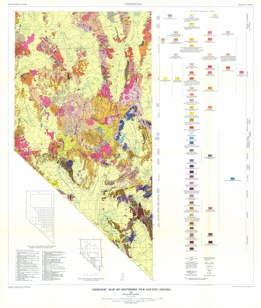 S Nye County  NV Mines - Cornwall  1967 art print by Cornwall for $57.95 CAD