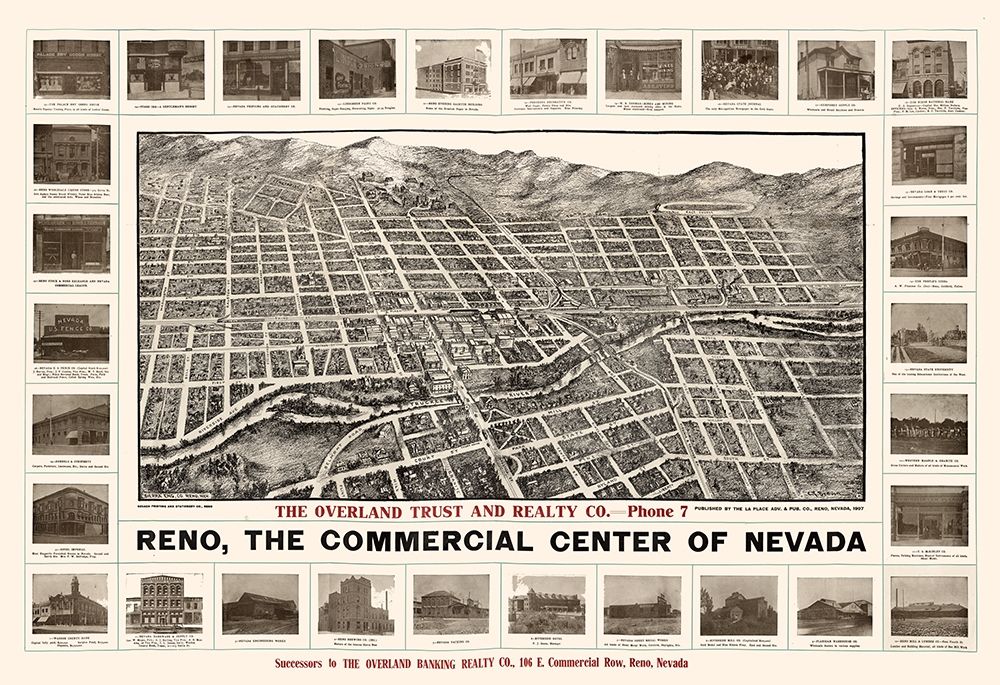 Reno Nevada - Brown 1907  art print by Brown for $57.95 CAD