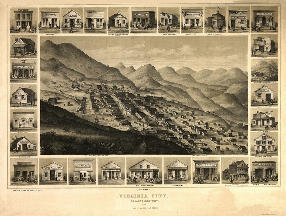 Virginia City Nevada - Kuchel 1861 art print by Kuchel for $57.95 CAD