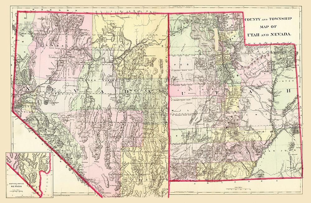 Nevada, Utah - Mitchell 1890 art print by Mitchell for $57.95 CAD