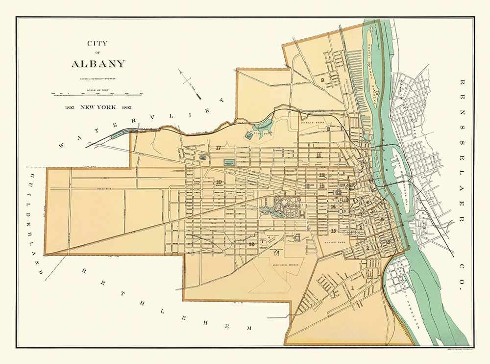 Albany New York - Andrews 1895 art print by Andrews for $57.95 CAD