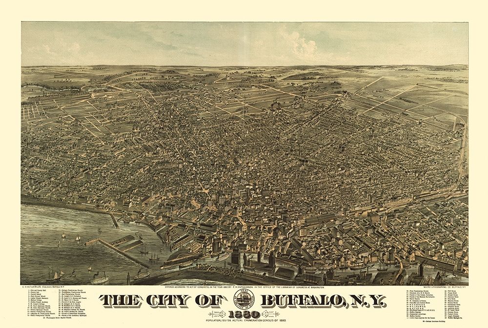Buffalo New York - Hutchinson 1880  art print by Hutchinson for $57.95 CAD