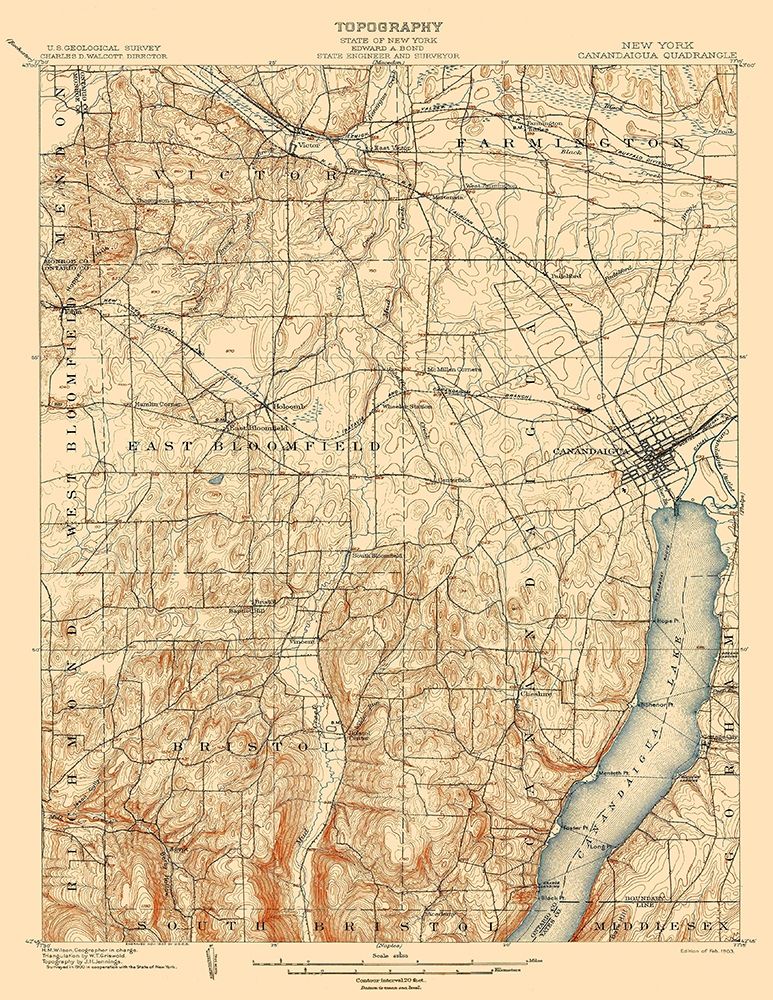 Canandaigua New York Quad - USGS 1903 art print by USGS for $57.95 CAD