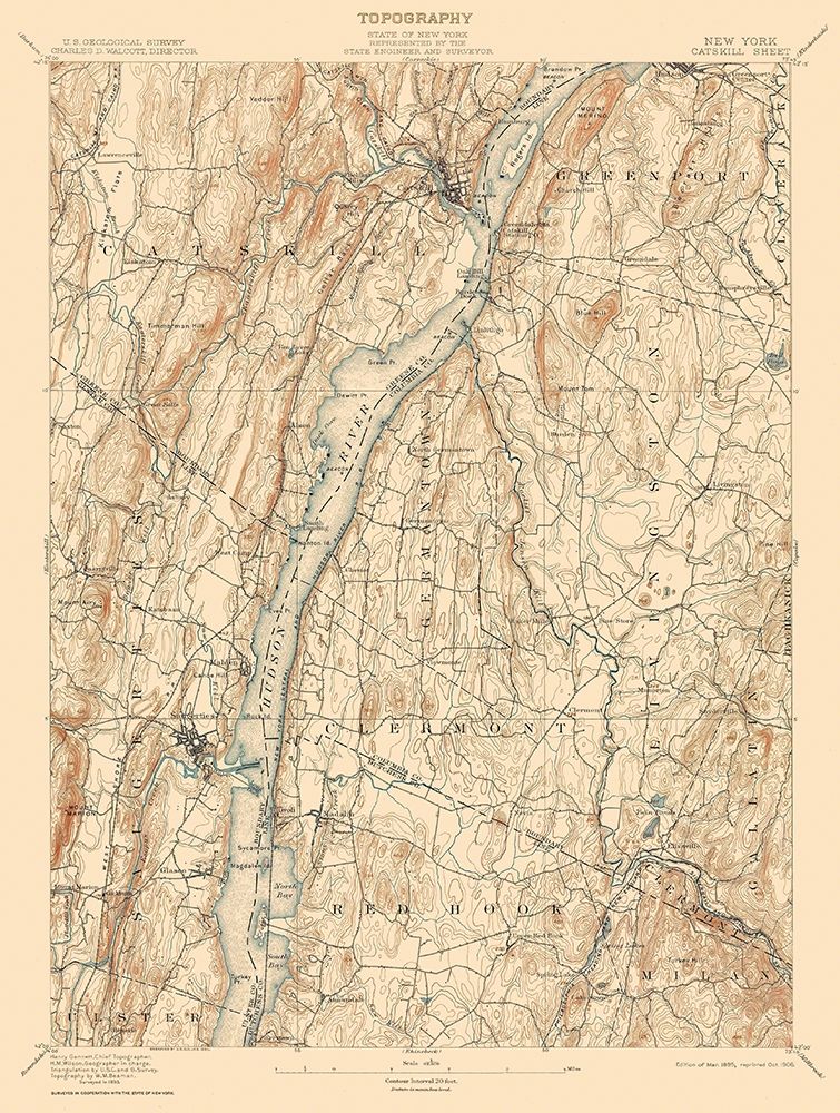 Catskill New York Sheet - USGS 1895 art print by USGS for $57.95 CAD