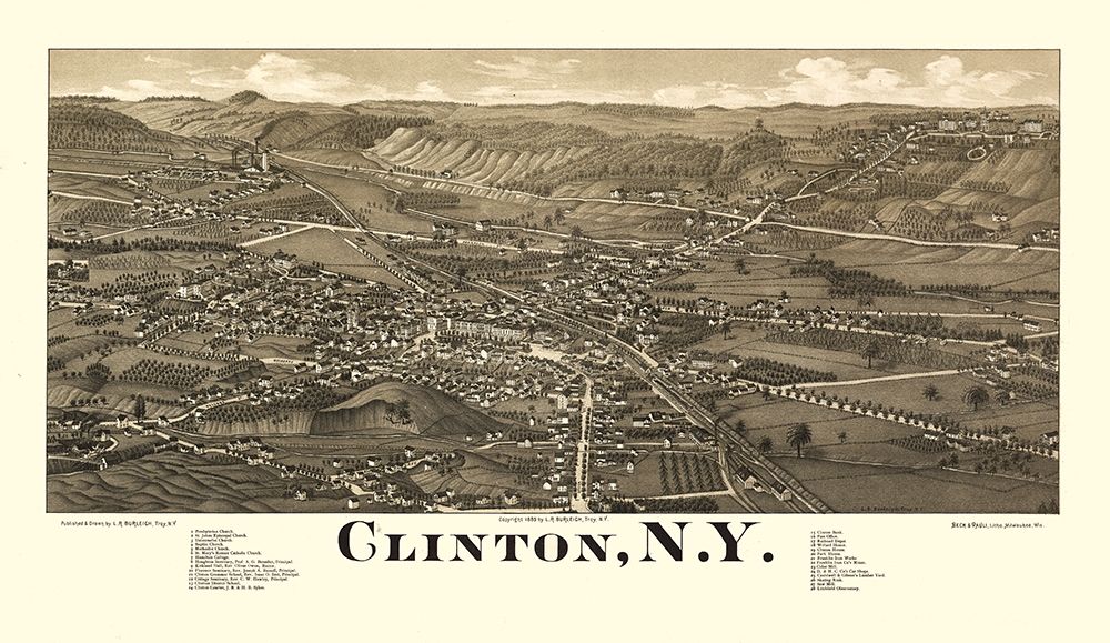 Clinton New York - Burleigh 1885  art print by Burleigh for $57.95 CAD