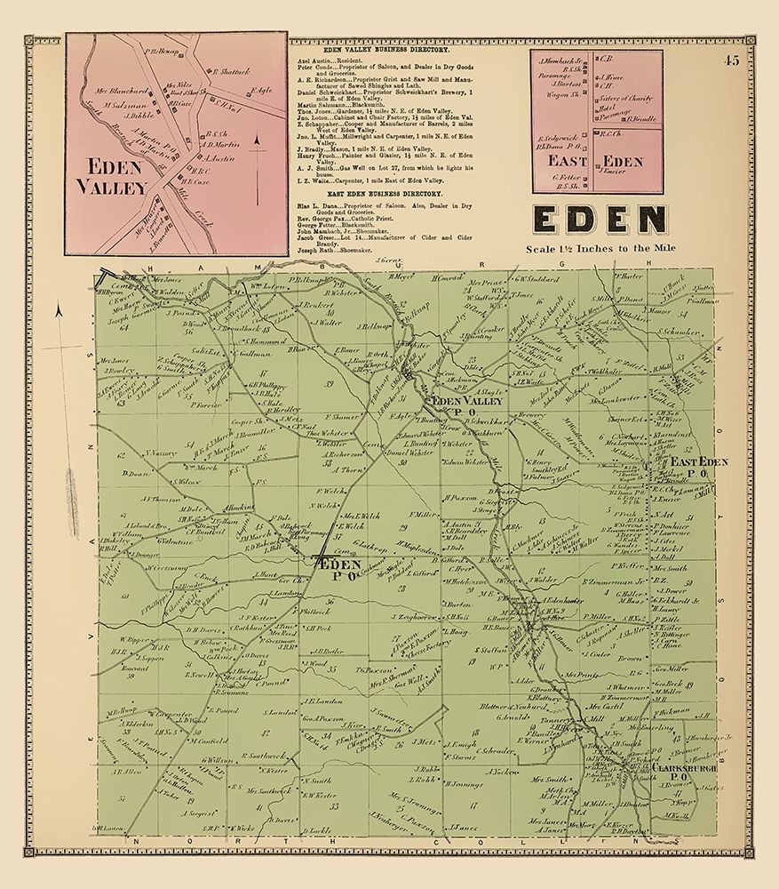 Eden New York Landowner - Stone 1866 art print by Stone for $63.95 CAD