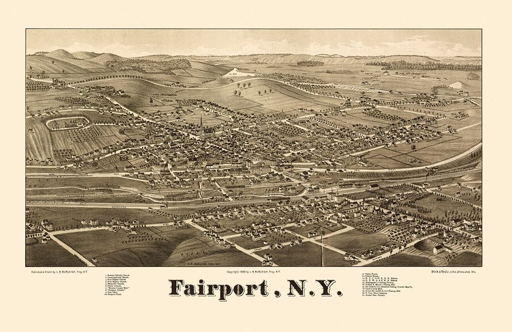 Fairport New York - Burleigh 1885  art print by Burleigh for $57.95 CAD