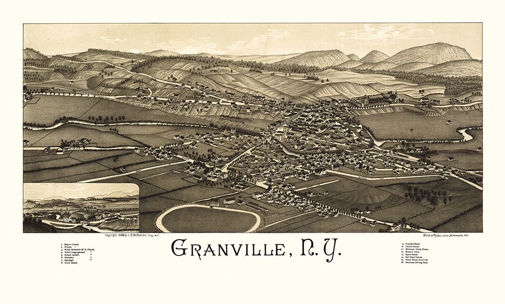 Granville New York - Burleigh 1886  art print by Burleigh for $57.95 CAD
