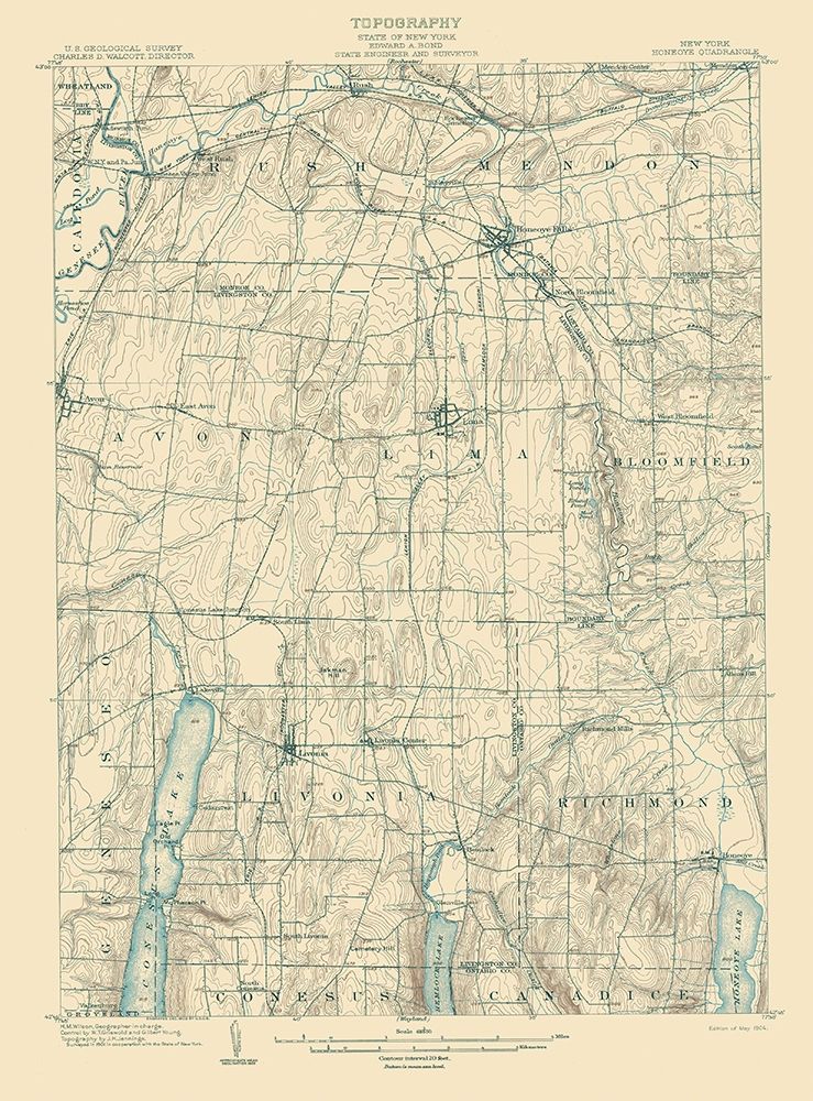 Honeoye New York Quad - USGS 1904 art print by USGS for $57.95 CAD