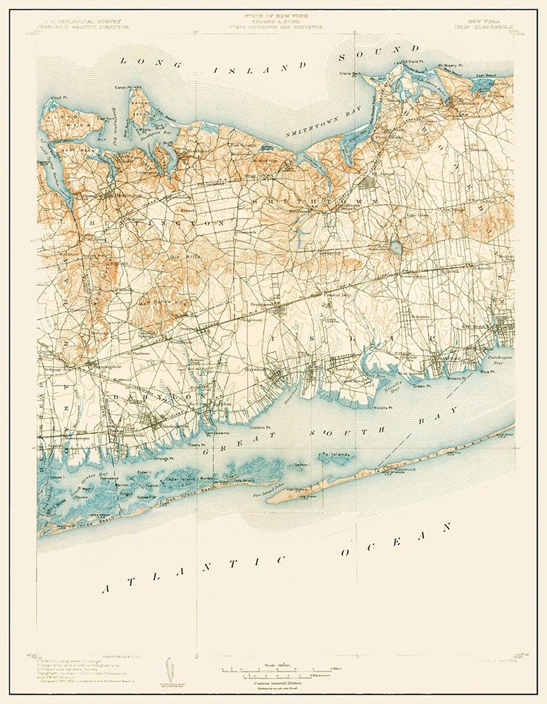 Islip New York Quad - USGS 1904 art print by USGS for $57.95 CAD