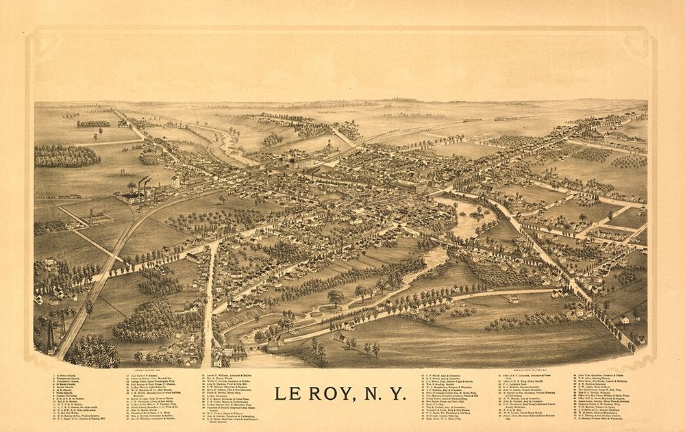 Le Roy New York - Burleigh 1892  art print by Burleigh for $57.95 CAD