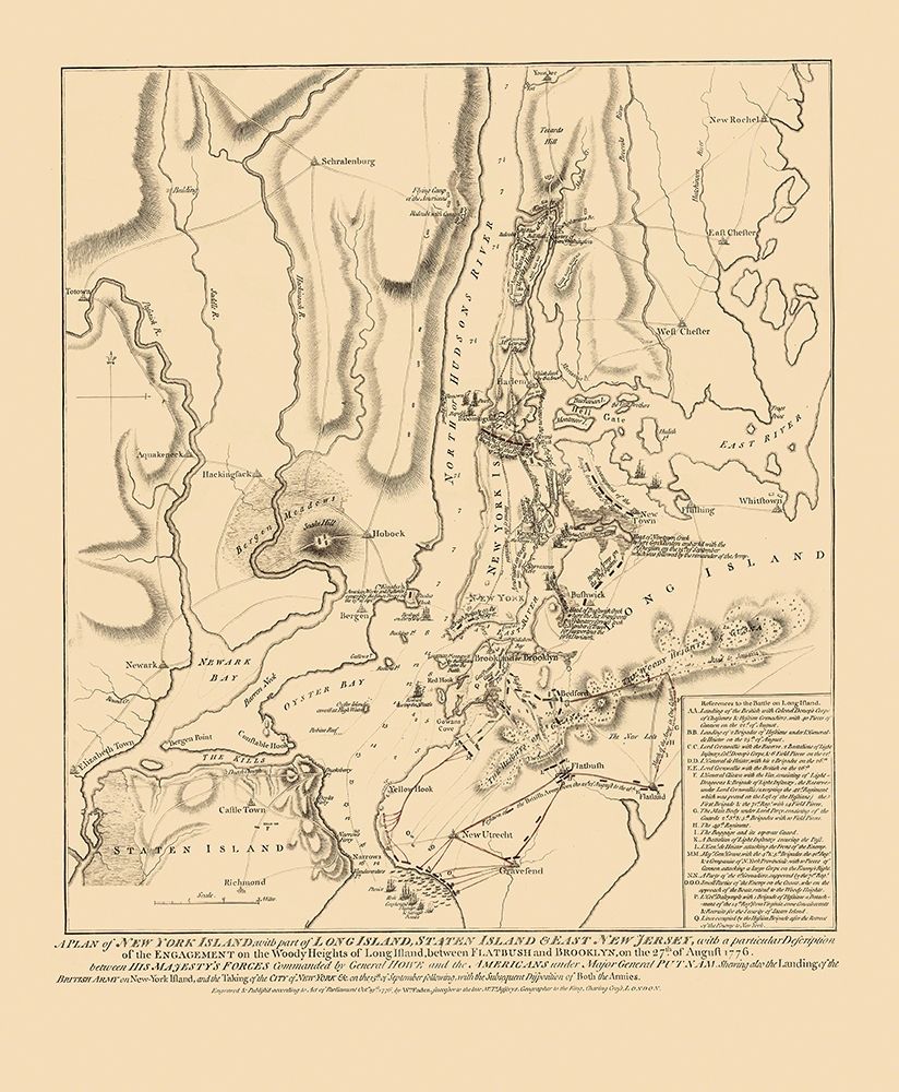 Battle of Long Island - Faden 1776 art print by Faden for $57.95 CAD